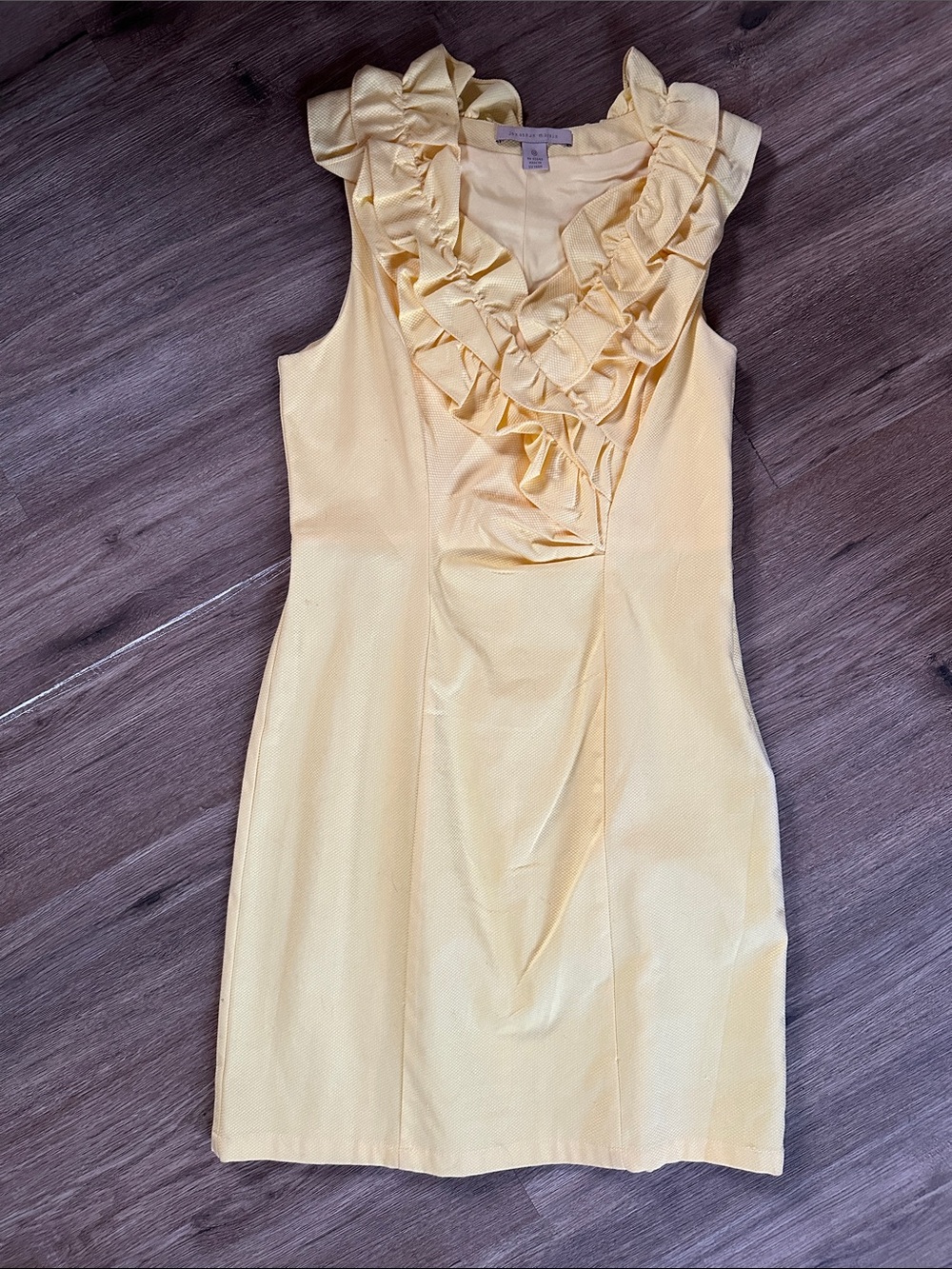 Sleeveless Butter Yellow Ruffle V-Neck Dress